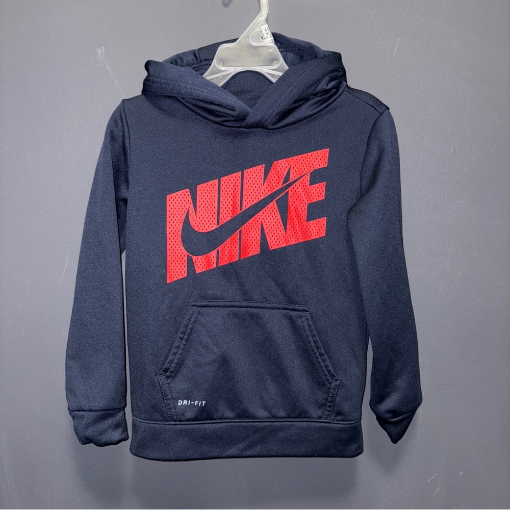 Nike Navy Dri-Fit Pullover Logo Hoodie Toddler 4T Sweatshirt